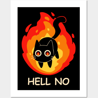 Hell No Cat Halloween Posters and Art